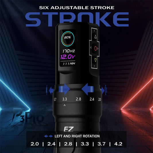 EZ P3 PRO WIRELESS BATTERY TATTOO MACHINE WITH 2 BATTERY PACKS