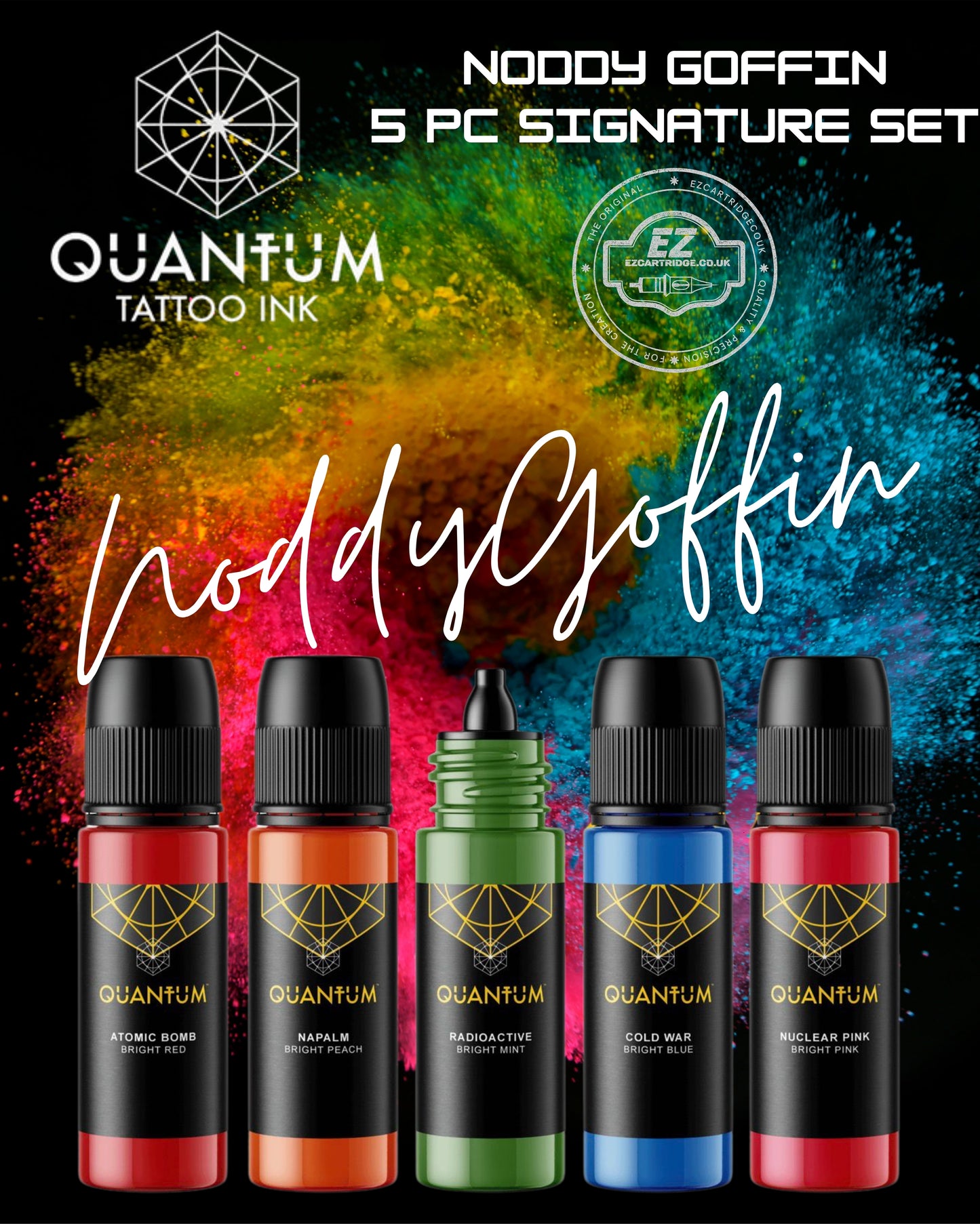 QUANTUM NODDY GOFFIN SIGNATURE BRIGHT TATTOO INK (5 X 1OZ COLOUR SET)