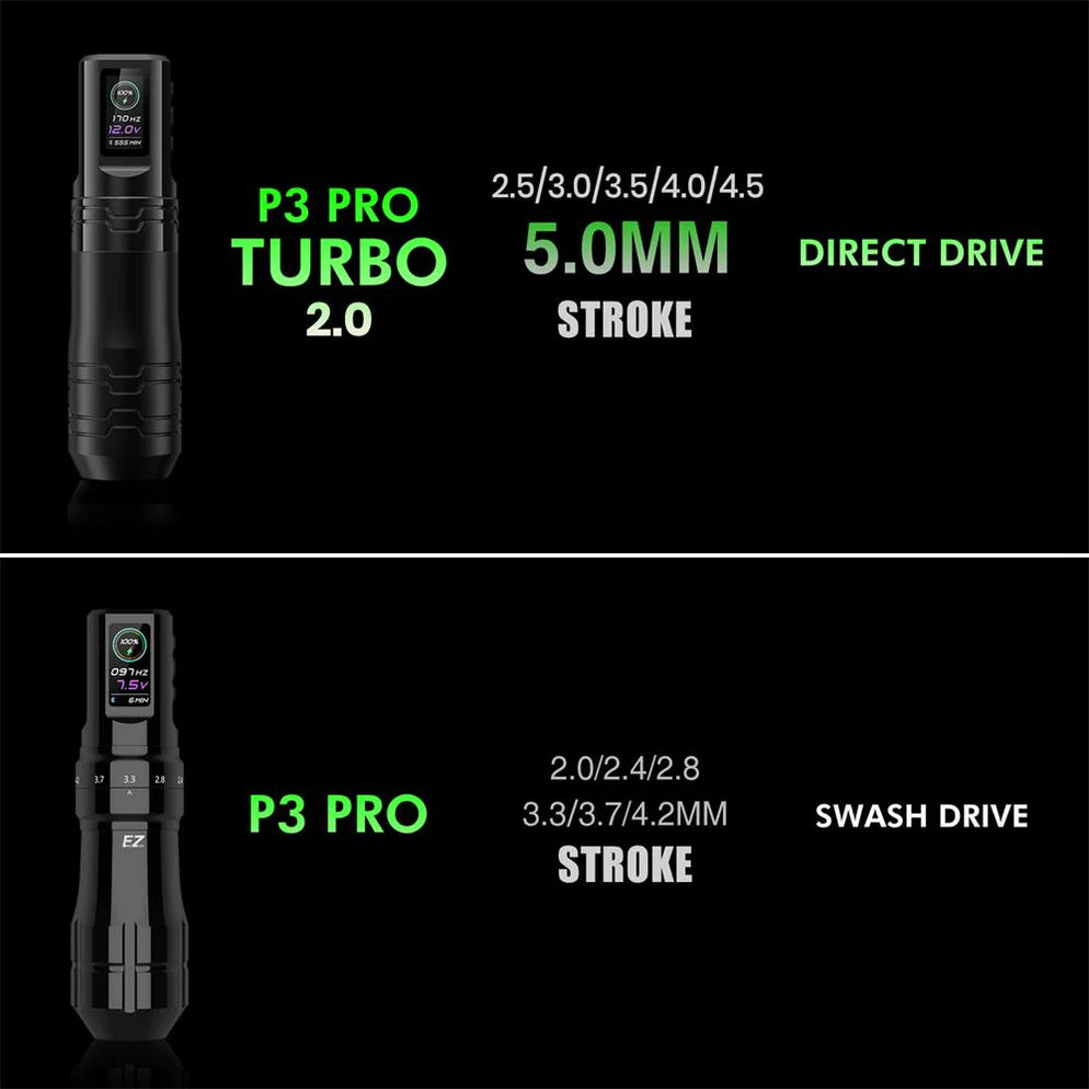 Ez P3 pro TURBO v 2.0 5.0 adjustable stroke direct drive machine with two battery’s