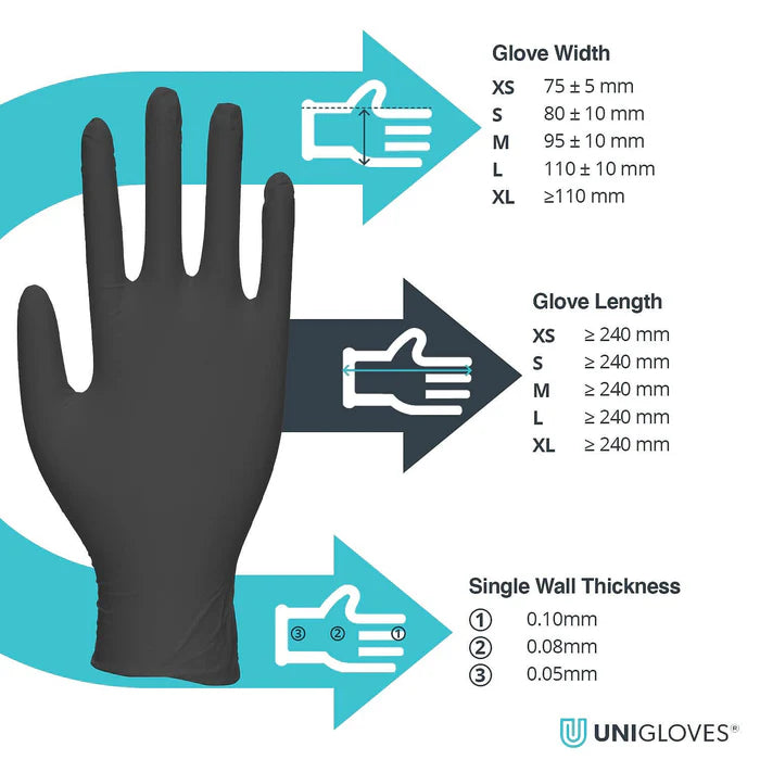 Unigloves select black and black pearl nitrile