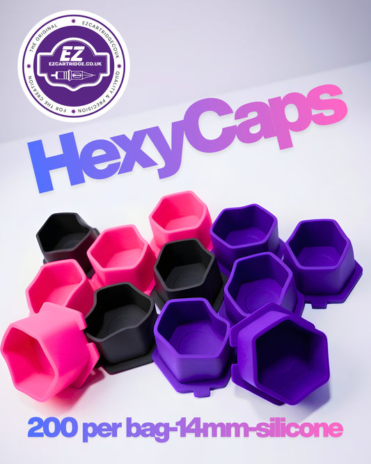 Ez HexyCaps tattoo ink caps 14mm 200 packs